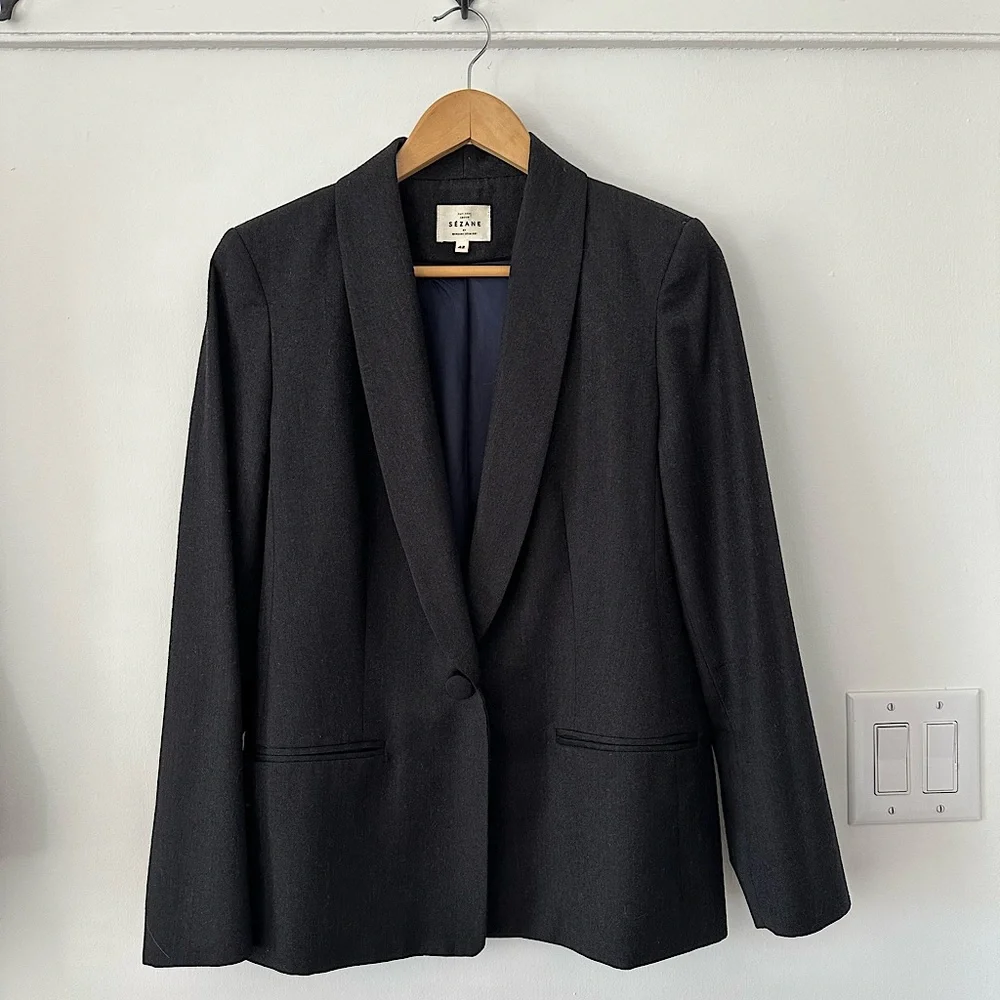 Sezane Brando Jacket, Charcoal Gray, Size 42 - Picture 1 of 5